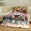 Animals, robots, butterflies, and birds coexist in a colorful dynamic scene. for all seasons blanket lunch break throw gift