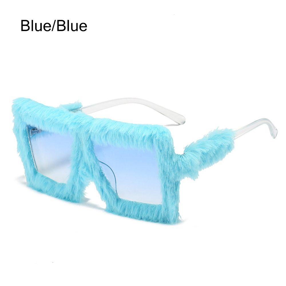 UV400 Square Frame Ladies Shades Plush Sunglasses Ladies Sexy Shades Punk Sun Glasses Soft Fur