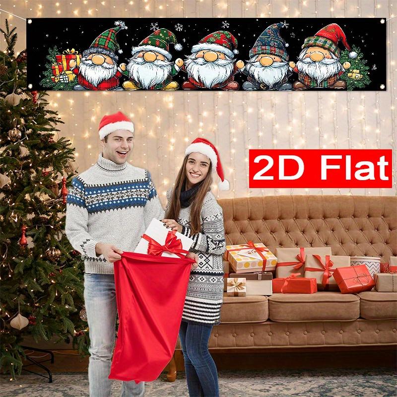 Christmas Gnome Themed Fence Banner, Outdoor Polyester Garden Yard Decor
