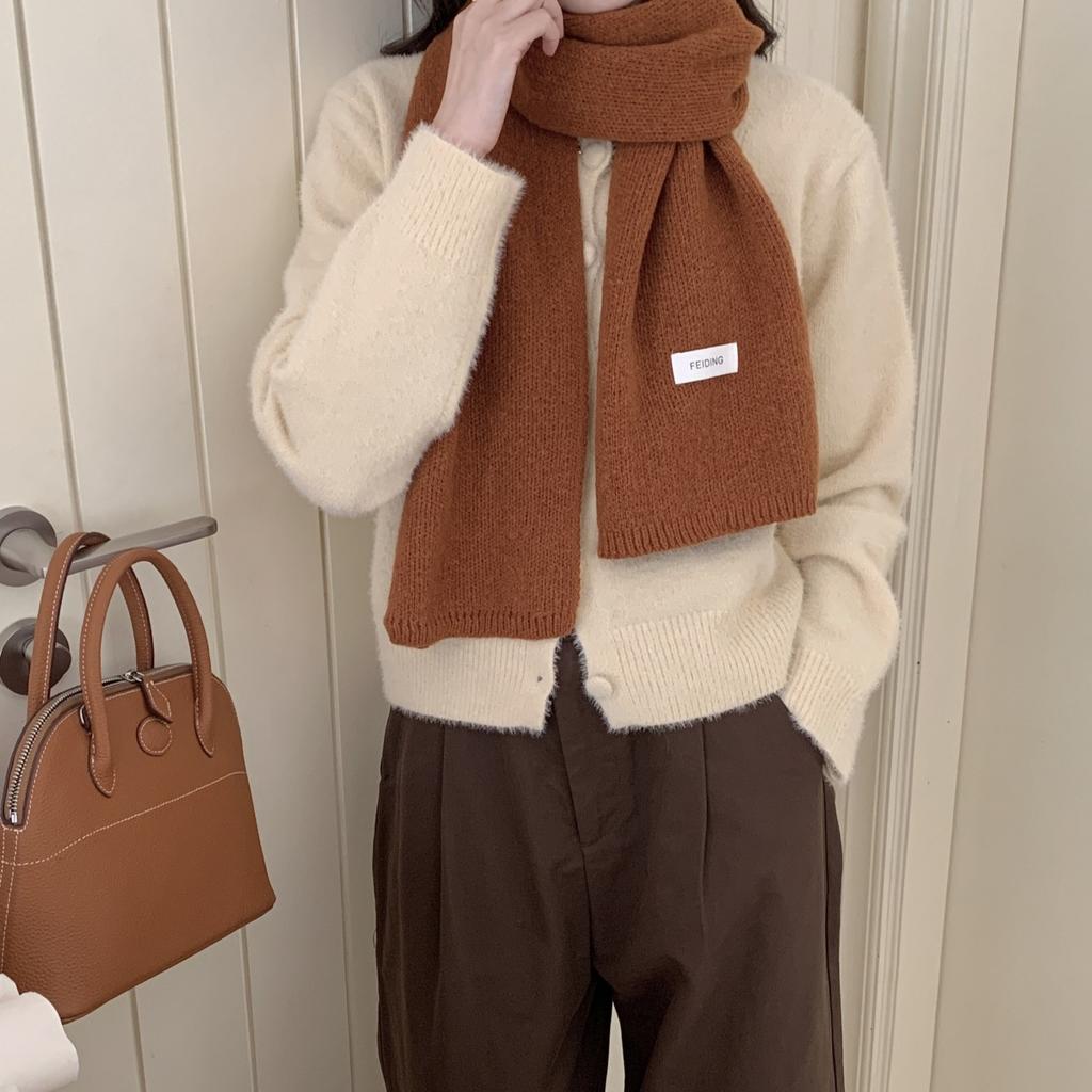 Однотонный теплый шарф женский универсальный шерстяной мягкий восковой парный шарф в стиле колледжа японский прилив