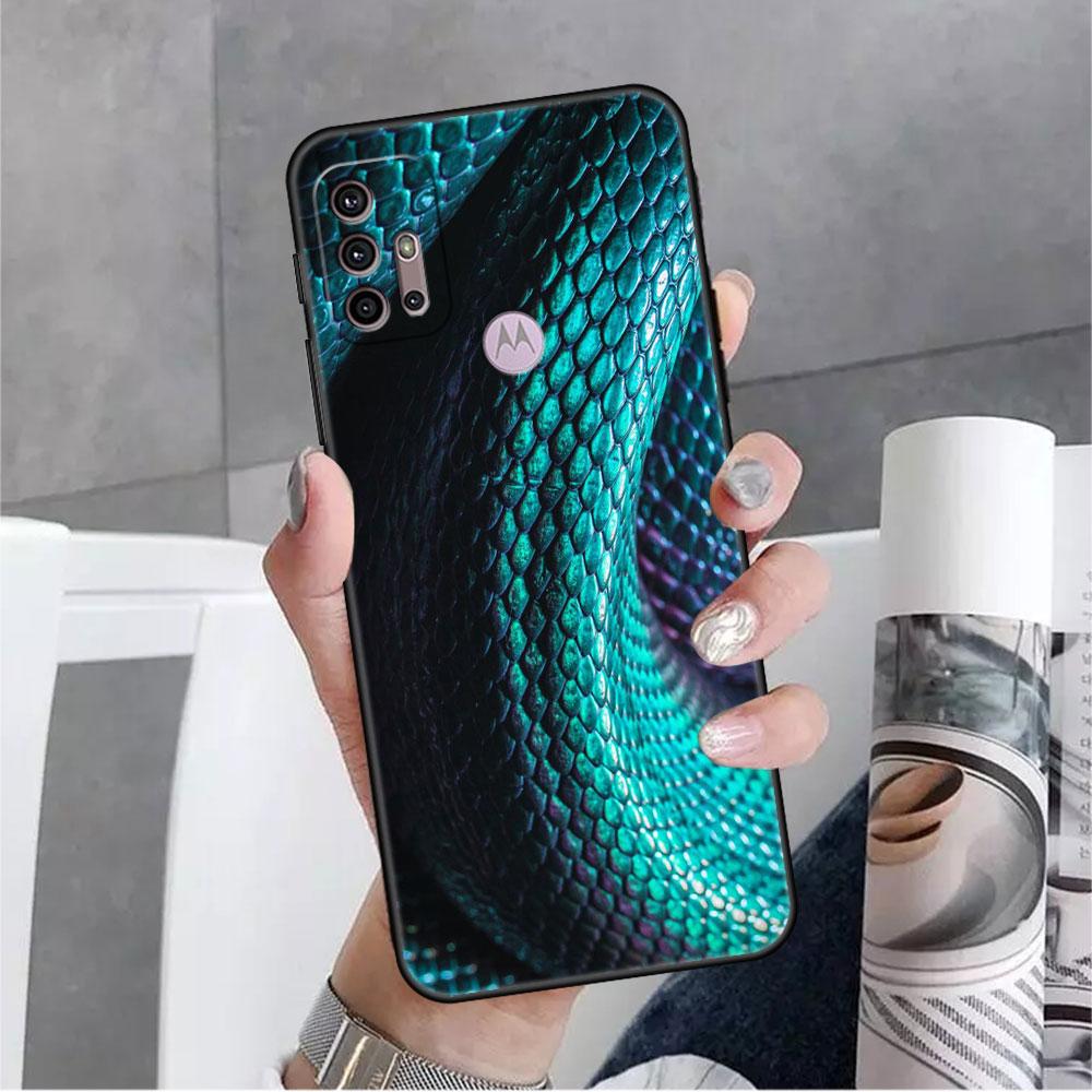 Чехол со змеиным принтом для Motorola G30 G60 G22 G9 Play G82 G52 G8 G9 G50 One Fusion Edge 20, черные мягкие чехлы для телефона