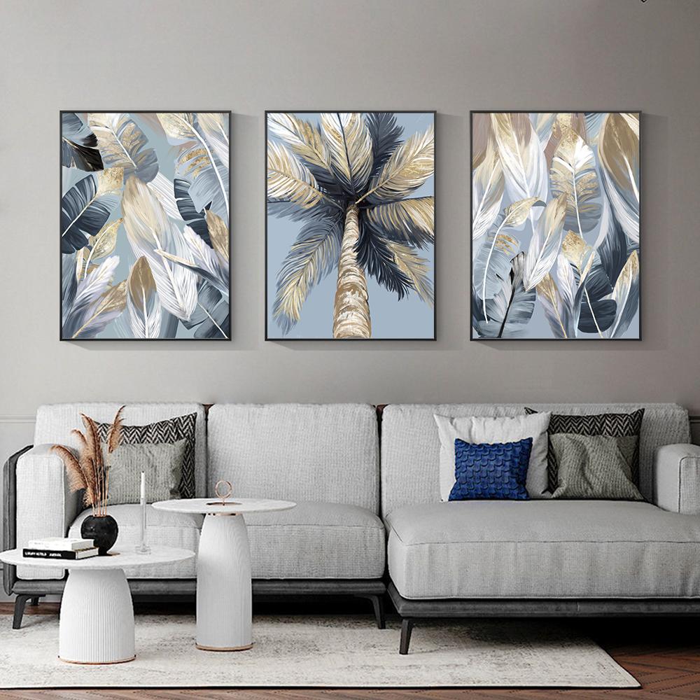 Тропическое золотое дерево, пальмовые листья, холст, картины на стене, художественная печать на холсте, постеры для гавайской вечеринки луау, декор для дома