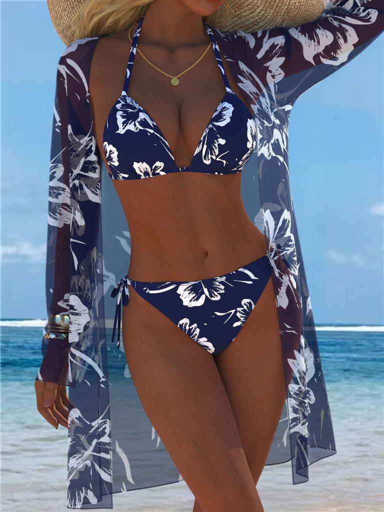 1011 women's three-piece swimsuit women's lace-up European and American hot-selling temu Xiyin
