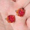 AB Color Gradient Artificial Crystal Square Pendant Charms Copper Connectors DIY Jewelry Making Supplies