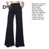 Women Long Pants Elastic High Waist Pockets Solid Color Trousers Casual Loose Fit Wide Leg Flared Pants Streetwear