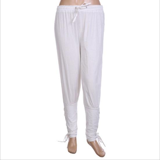 Men Pants Medieval Vikings Pirate Ankle-banded Strap Elastic Loose Waist Pleated Lace-up Solid Color Cropped Trousers Cosplay Performance Costume