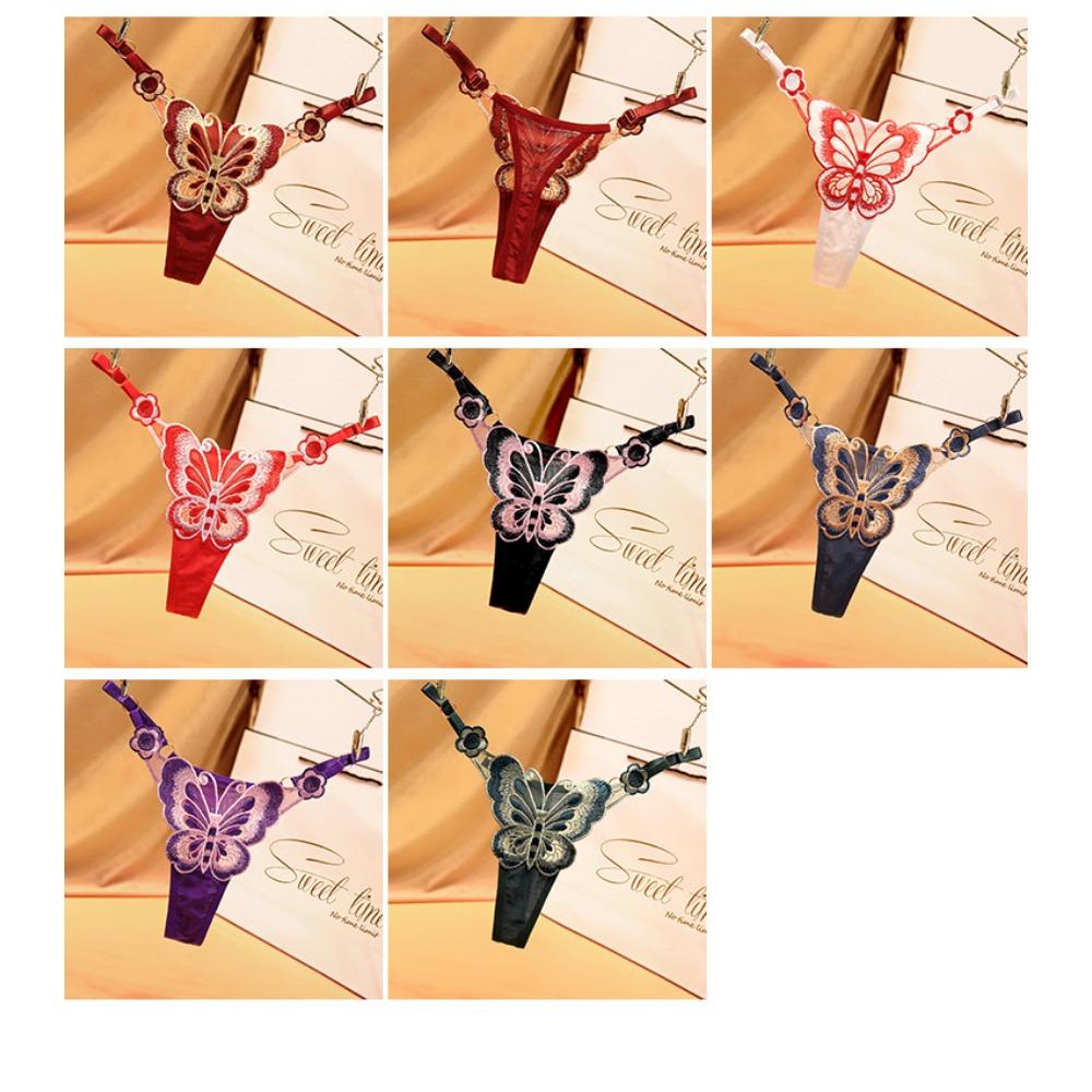 Элемент бабочки, регулируемый с женским нижним бельем большого размера, сексуальная горячая перспективная вышивка, соблазнительная японская стринги с низкой талией