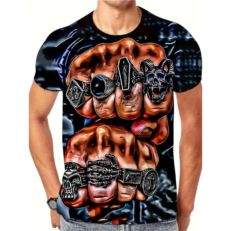 Pop Rock Skull Punk's Not Dead Pattern T Shirts For Men 3D Print Summer Hip Hop Trend Short Sleeve T-shirt Oversized O-neck Tops