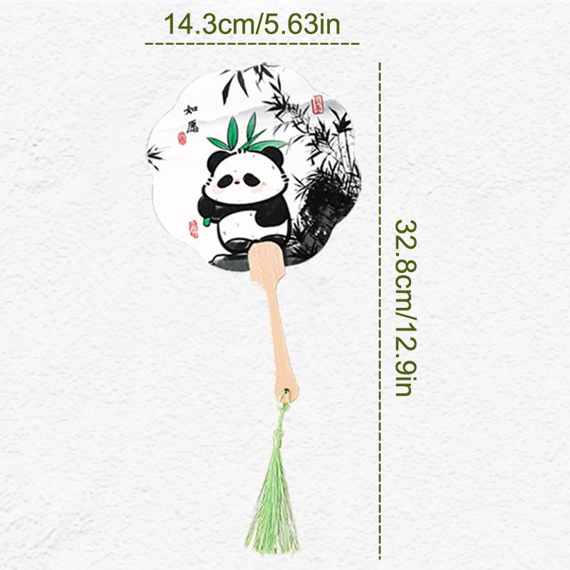 Трендовый ретро веер-шар с кисточкой в виде панды, танцевальный ручной веер, аксессуары для свадебной вечеринки, ципао, костюм тан