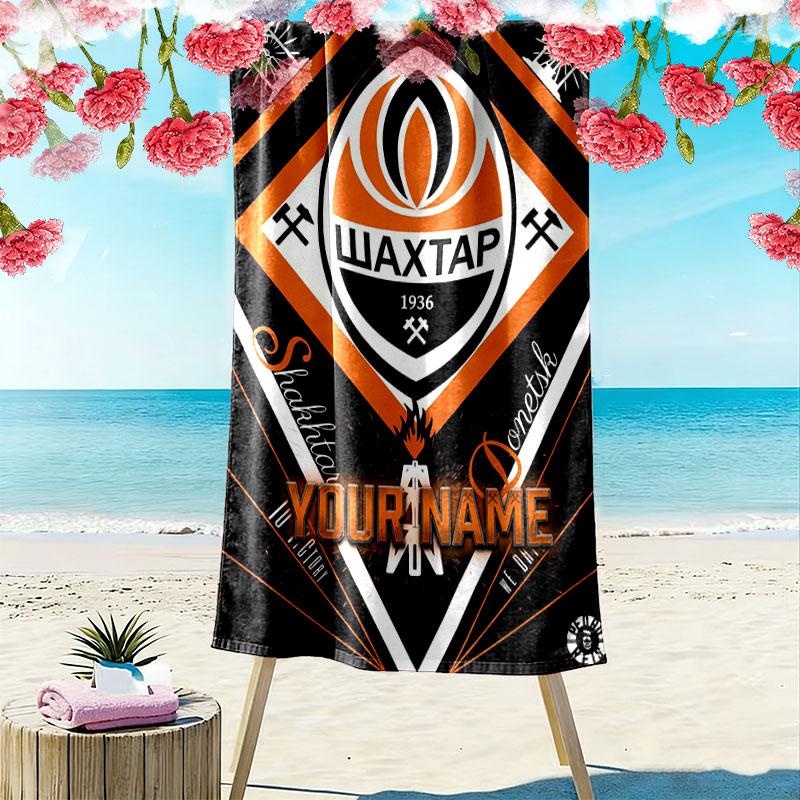 Custom Fc Shakhtar Donetsk Print Beach Towel, Large Soft Quick Dry Towel for Beach Camping Swimming