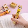 10pcs 0.5mm Cute Little Tiger Ten-color Ballpoint Pen Hand Account Marker Pen 10 Color Cartoon Head Press Ballpoint Pen Graffiti Pen