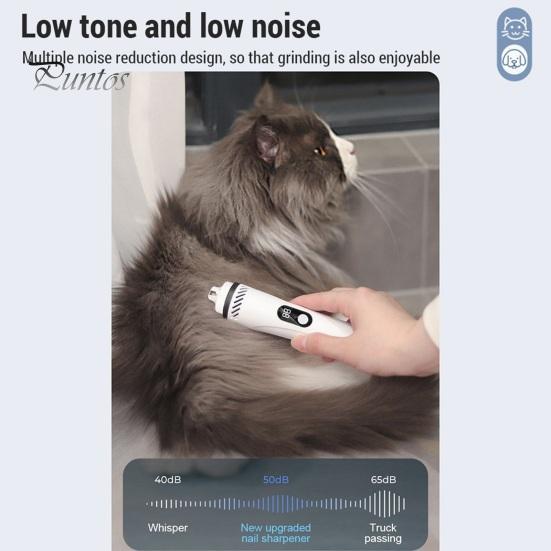 Шлифмашинка для ногтей для домашних животных, перезаряжаемый электрический триммер емкостью 1200 мАч со светодиодной подсветкой для собак, кошек, алмазный шлифовальный круг, 3-скоростная регулировка, машинка для стрижки ногтей для домашних животных