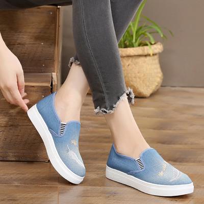 Обувь для женщин Лоферы Холщовая женская обувь Slip On Высокая платформа Весна Дизайнер Стильная Акция 2024 Новинка Низкая Цена A