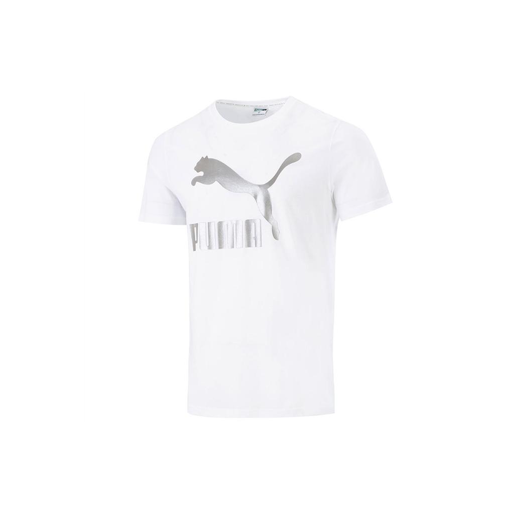 Puma Спортивная футболка с коротким рукавом и принтом логотипа для мужчин, белая 532280-52