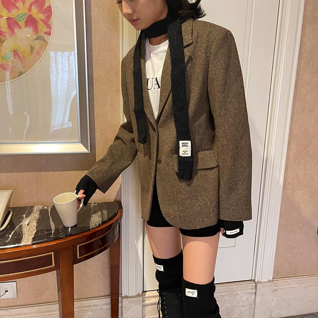 Women Long Thin Scarf Winter Skinny Scarf Lady Maillard Styling Scarf Casual Travel Shopping Taking Photo Scarf for Teen