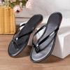 2024 New Women's Flip Flops Pure Color Striped Low Heel One-step Slip-on Sandals Casual Breathable Lightweight