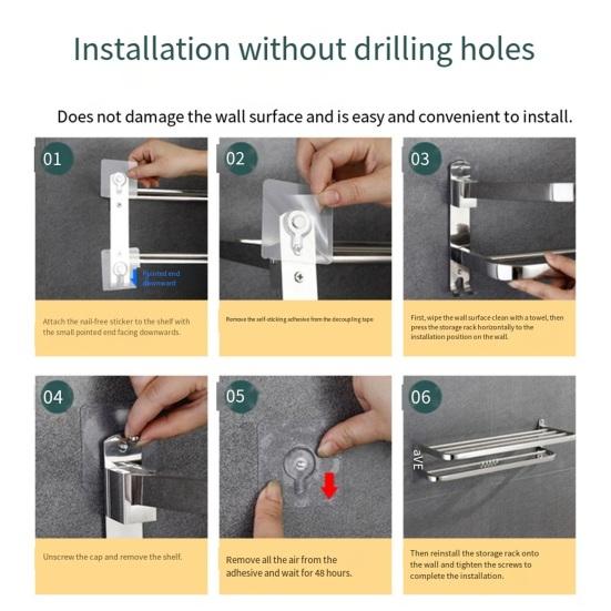 Полка для полотенец Складная Полка для полотенец с Подвижными Крючками Ржавчиностойкая Настенная