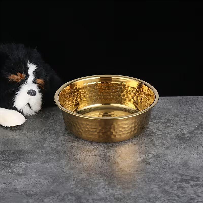 Stainless Steel Gold-Plated Dog And Cat Feeding Bowls Thickened Durable with a Wide Opening for Easy Cleaning Pet Supplies.