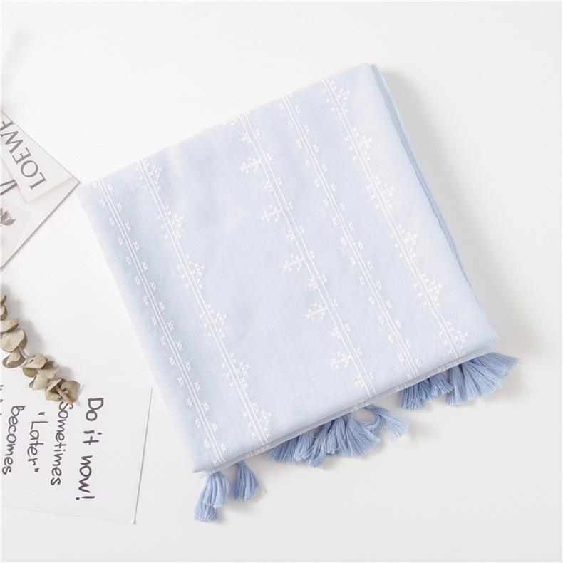 "Пасторальный весенне-летний шарф из хлопка и льна": Солнцезащитная шаль для путешествий для женщин с цветочным принтом