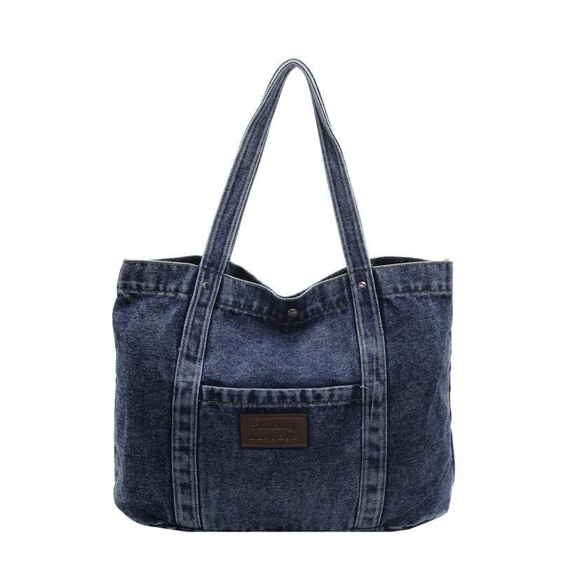 Ленивый стиль ретро джинсовая женская сумка простая литературная и большой вместимости тканевая сумка через плечо студенческая повседневная модная сумка-тоут