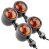 HIRAISM Motorcycle Turn Signal Bullet Bullet Universal Custom Retro American Harley Steed Monkey Cub Set of 4 (Black)
