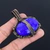 Подвеска из лазурита, ювелирное изделие из драгоценного камня ручной работы, подвеска, обернутая медной проволокой 999 пробы, ювелирная подвеска уникального дизайна