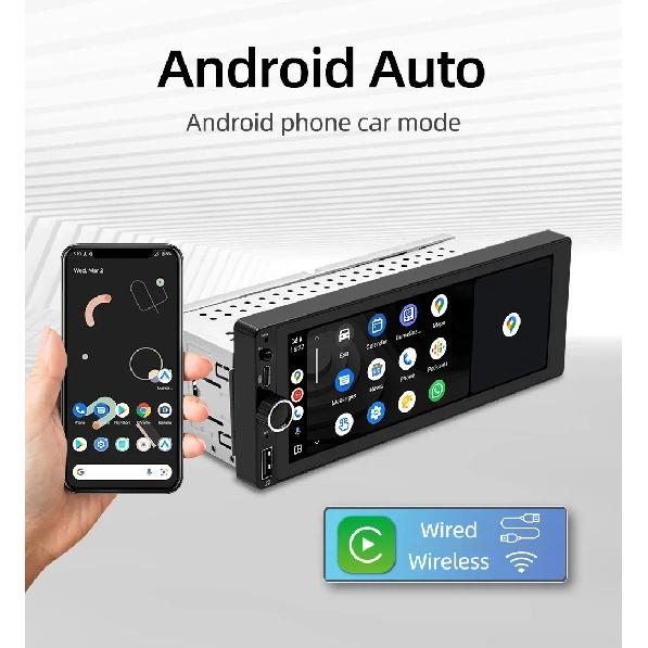 1din 6.86" HD Car Radio Multimedia Carplay Touch Screen Mirror Link Stereo Bluetooth USB FM Camera MP5 Player