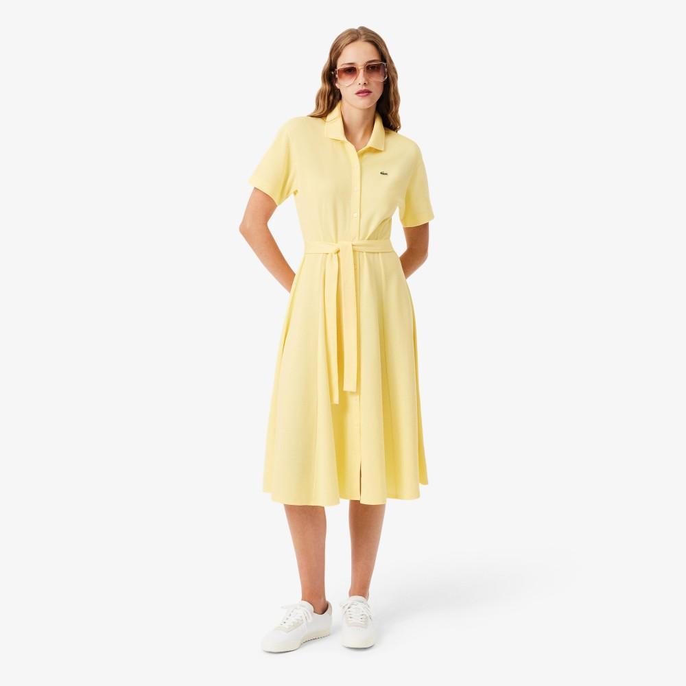 Lacoste Женское платье-поло с поясом, расклешенное от талии EF9621-56G107