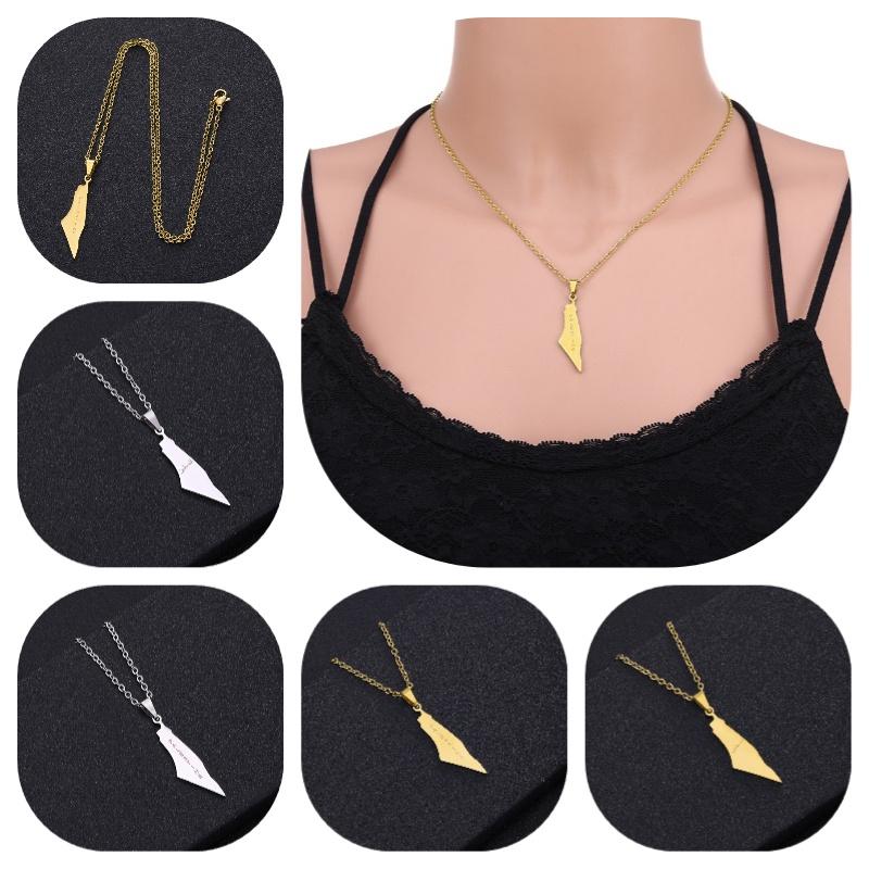 Стильное геометрическое ожерелье-подвеска в виде карты из нержавеющей стали для женщин Израиль и Палестина