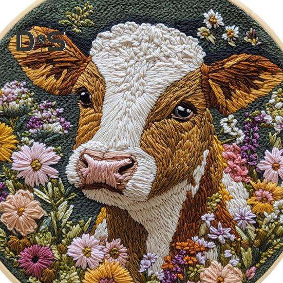 Набор для вышивки иглой Punch Needle Cartoon Highland Cow DIY Вышивка Набор с пяльцами Punch Needle Starter Craft Kit для взрослых и детей