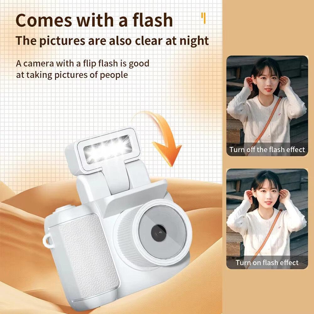 HD 1080p Mini Camera with LCD Screen Flash Lamp Portable Pocket Keychain Cam Video Recorder Digital Camera for Indoor Outdoor Home Sport