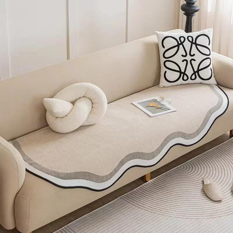 1PC Irregular Shaped Soft Sofa Towel Solid Color Luxury Sofa Covers for Living Room All Season Universal Anti-slip Couch Covers