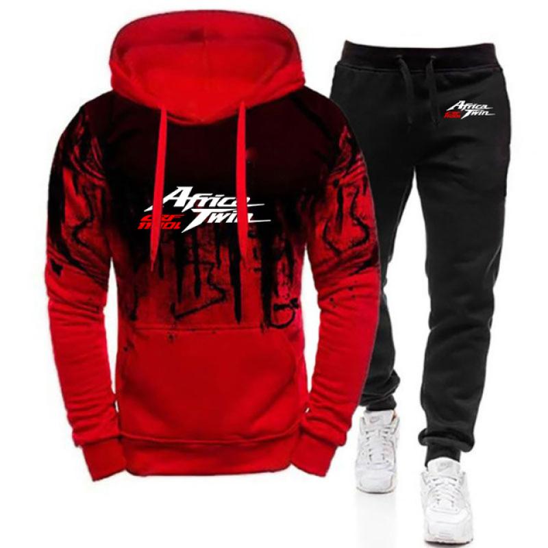 Africa Twin Crf 1000 L Crf1000 New Gradient Suits Men's Spring Autumn Print Sportwear Hooded Hoodie+Sweatpants 2 Pieces Sets