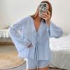 New Autumn Style Loose, Comfortable, Pure Cotton Jacquard, Breathable Long-sleeved, Short-sleeved, Pajama Women's Set Home Wear