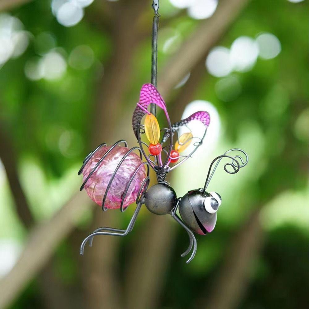 Iron Art Solar Powered Insect Lamp Creative Solar Light Garden Sculptures Yard Courtyard