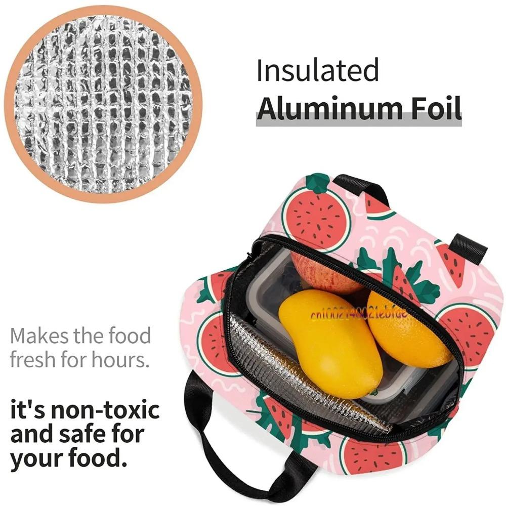 Cute Watermelon Lunch Bag Travel Work Picnic Bento Box Cooler Reusable Canvas Tote Boxes for Women Kids Insulated Lunch Bags