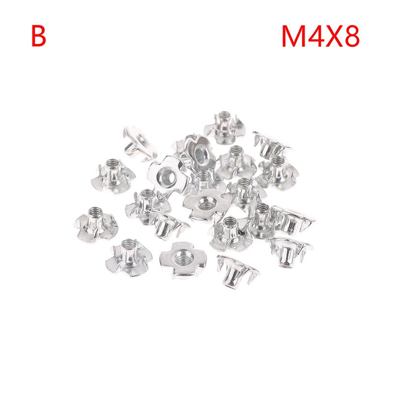 20 шт. M3 M4 M5 M6 M8 M10 оцинкованные гайки с четырьмя лапками для динамика T-образная гайка глухая зубчатая вставка T-образная гайка вставки