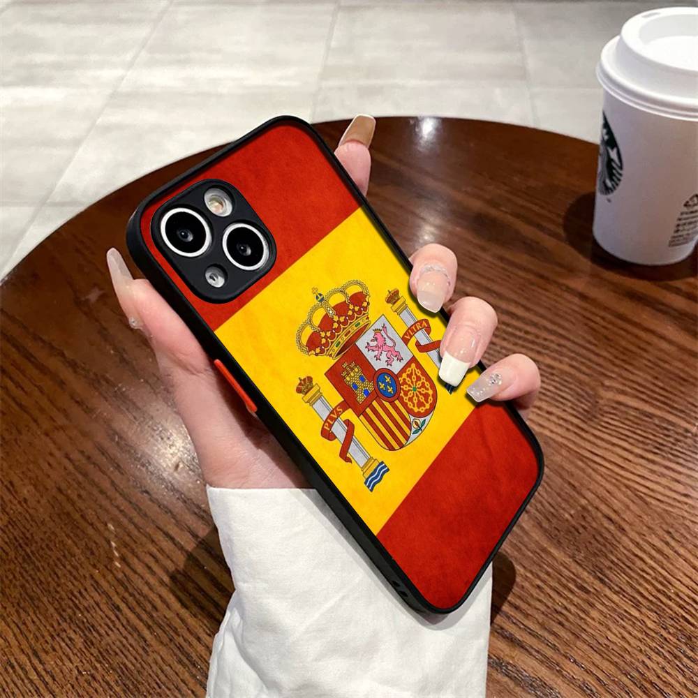 Spain Flag Cover For iPhone X XR XS 11 12 13 14 15 16 pro MAX mini Phone Case Matte shockproof