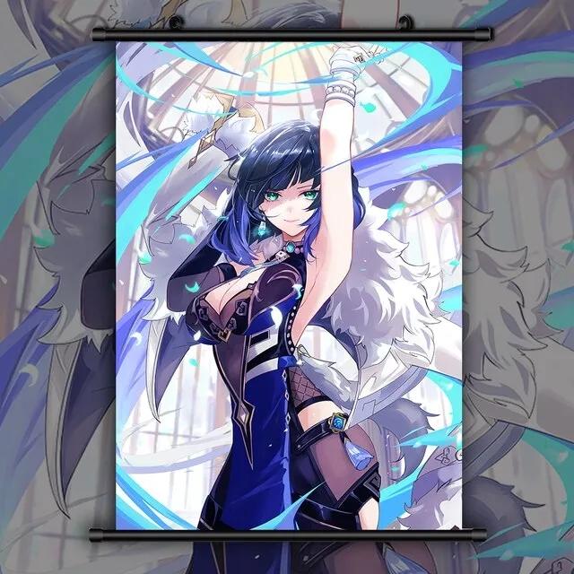 Плакаты Fischl, картины на холсте, Eula HD, картина Genshin Impact, подвесные свитки, настенные художественные принты, домашний декор Cuadros, бескаркасный
