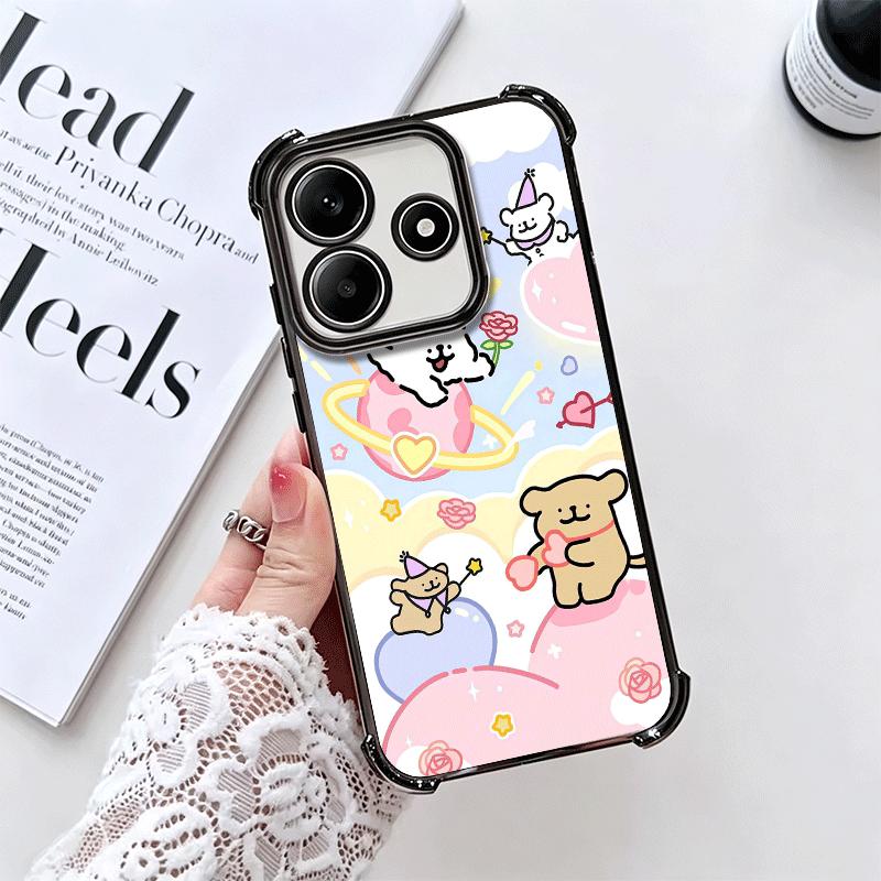 Кавайная Линия Щенка Милый Мягкий Чехол Для Телефона Для Xiaomi Redmi Note 14 15 Pro Plus 13 12 11S 11T 5G 10 9S 9 Покрытие Защита От Падения Fundas