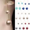 Earrings U-Shaped Double Sided Faux Pearl Gold Plated Ear Dangle Jewelry for Women