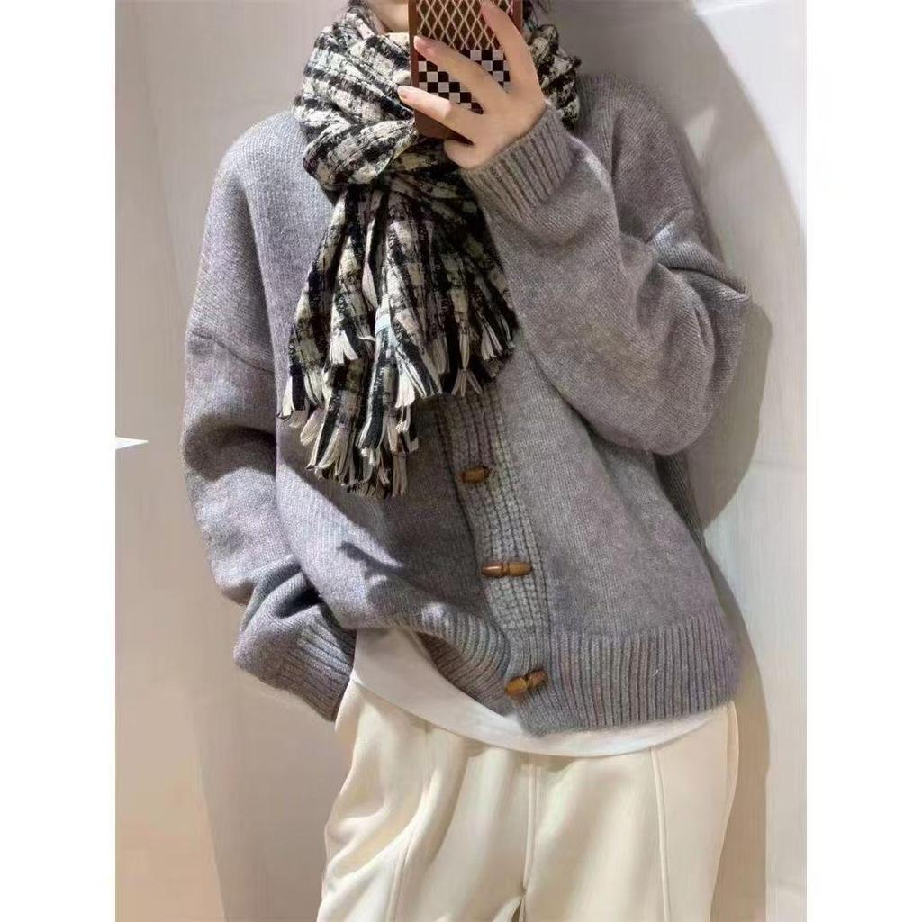 Женский вязаный кардиган в ретро-стиле с пуговицами-тогглами - Корейский стиль, Осень/Зима