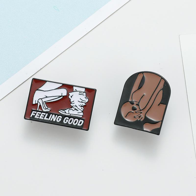 Забавная абстрактная брошь-значок в панк-стиле - Мультяшный линейный арт, значок на лацкан для одежды, сумок и шляп