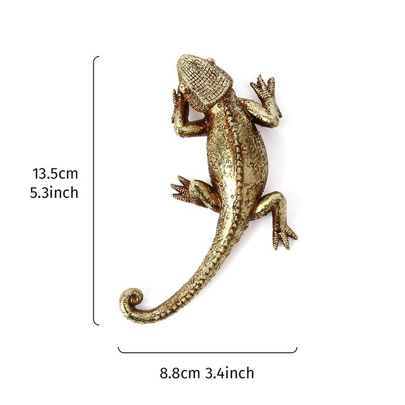 Декор стены Геккон, Настенная скульптура из смолы, Золотая ящерица, подвесная фигурка для дома, офиса, двора, крыльца, забора, фермерского дома