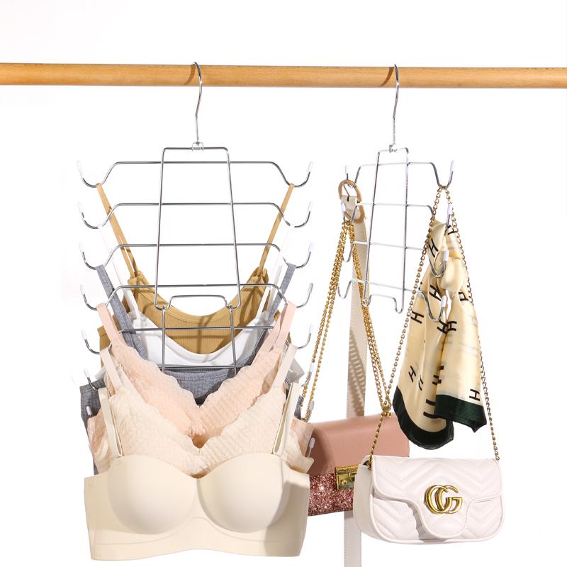 Multi-Layered Sports Vest Bra Scarf Storage Hook Creative Design Metal Clothes Hanger for Adult Underwear Storage Organization