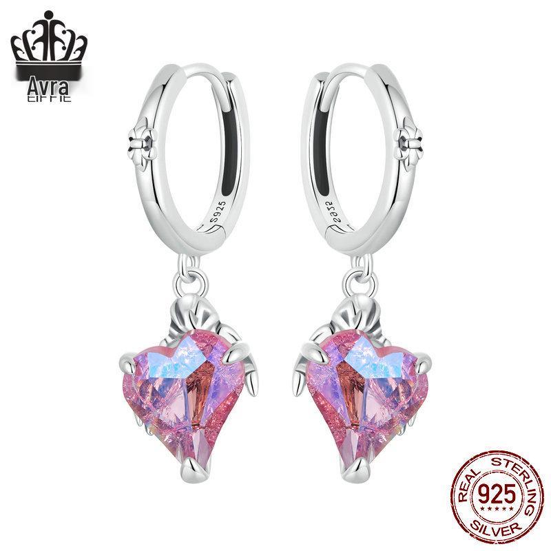 Серьги-пусеты Avle Pink Skull & Heart Love, Стерлинговое серебро S925, Женские украшения