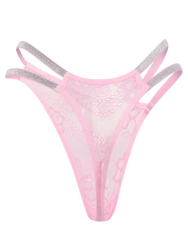Трансграничное европейское и американское кружевное сексуальное горячее нижнее белье танга с низкой посадкой, двойное, с мелким блеском и алмазным цветочным узором
