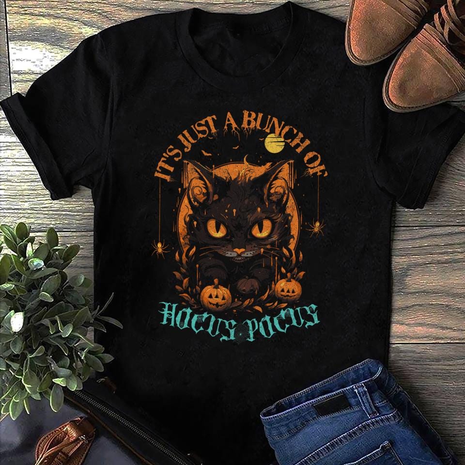 Vintage Halloween Black Cat T-Shirt: Hocus Pocus Cat Lover Gift