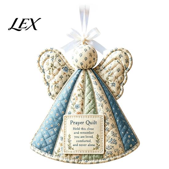 Quilted Angel Decoration Prayer Quilt Ornament, Filled Love Faith Christmas Decoration, Tranquil Blessing Wall Art Handmade Keepsake for Xmas