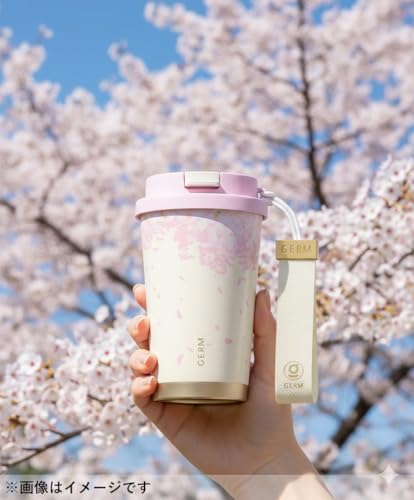GERM Cherry Blossom Design Insulated Mug Bottle - Stainless Steel Insulation Cooling EffectLeak Prevention Ideal CommutingExerciseTravel Double Layer